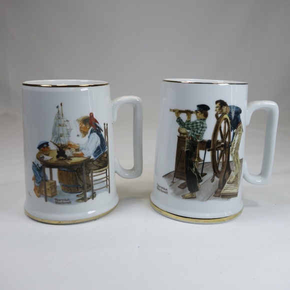 Norman Rockwell Limited Edition Long John Silvers Porcelin Tankard Vintage 1985 - Picture 1 of 12